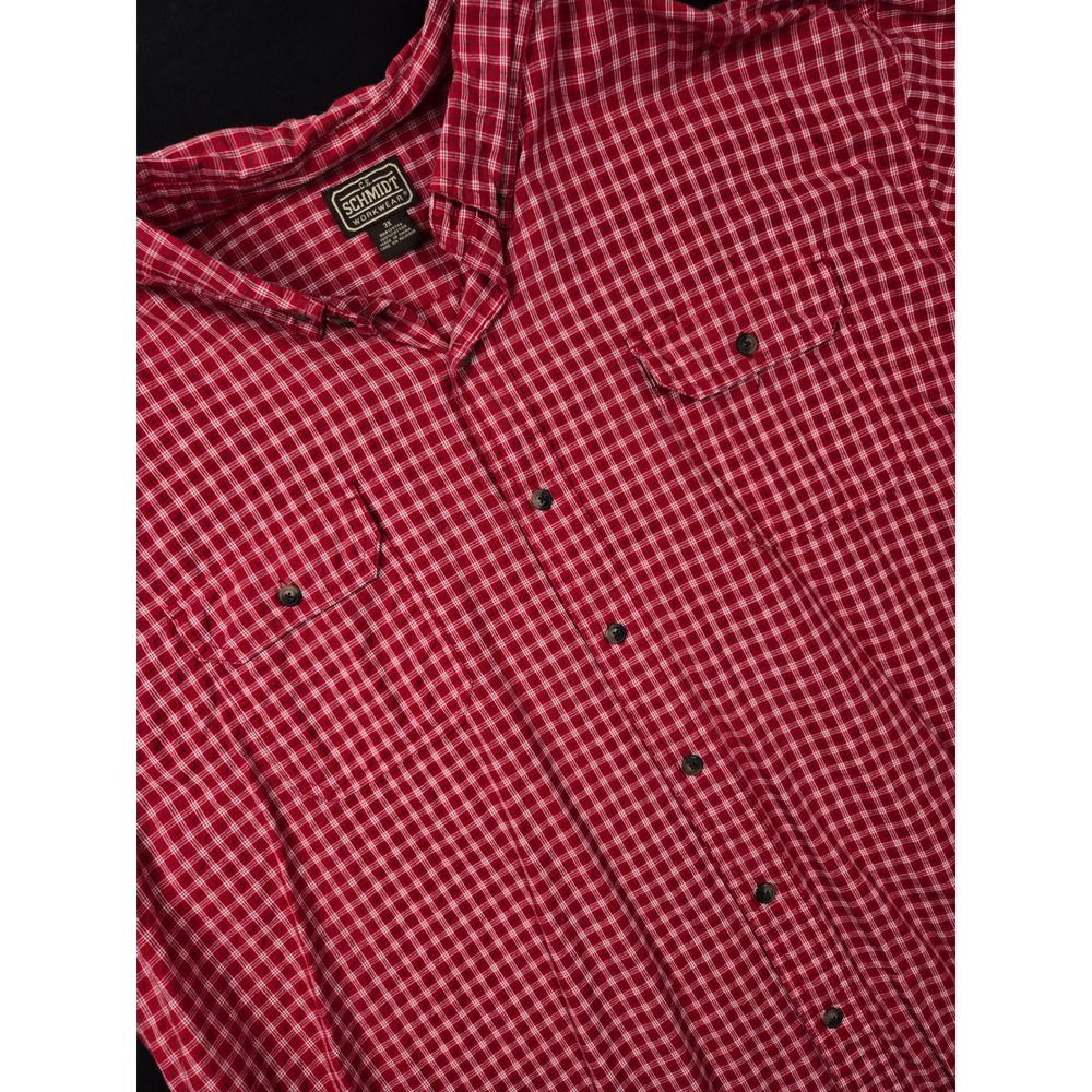 C.E. Schmidt‎ Workwear Red Gingham Plaid Short Sleeve Button Up Shirt 3XL